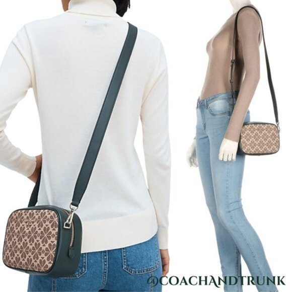 AUTHENTIC KATE SPADE Hunter & Tan Spade Flower Infinity Crossbody & Cardholder - Picture 13 of 15